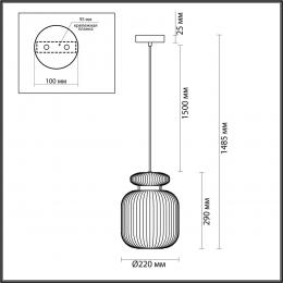 Odeon light 5042/1A PENDANT ODL24 309 античн.бронза/янтарный/металл/стекло/эко.кожа Подвес E27 1*60W JUGI  - 2 купить